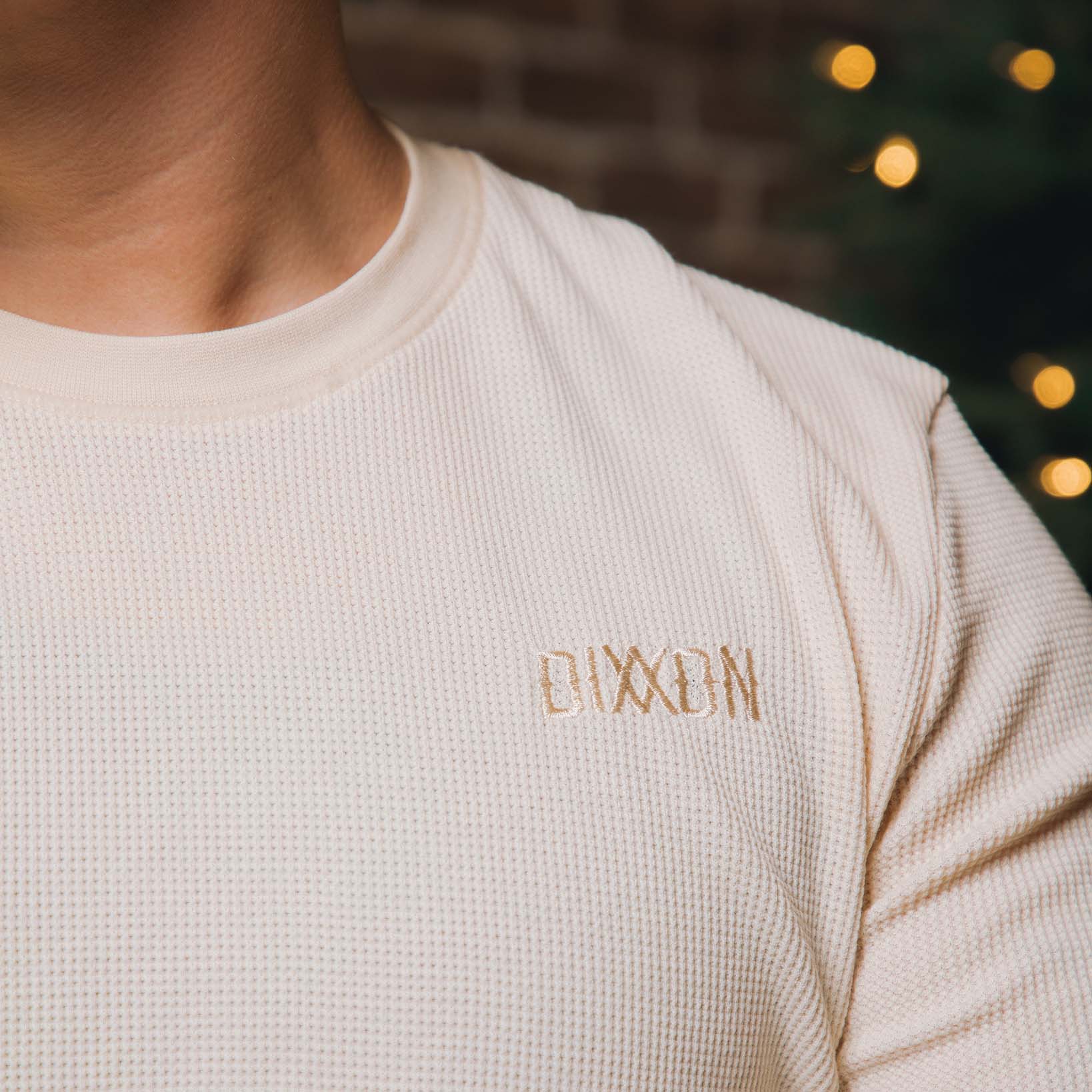 Men's Waffle Knit Long Sleeve T-Shirt - Ivory - Image 3