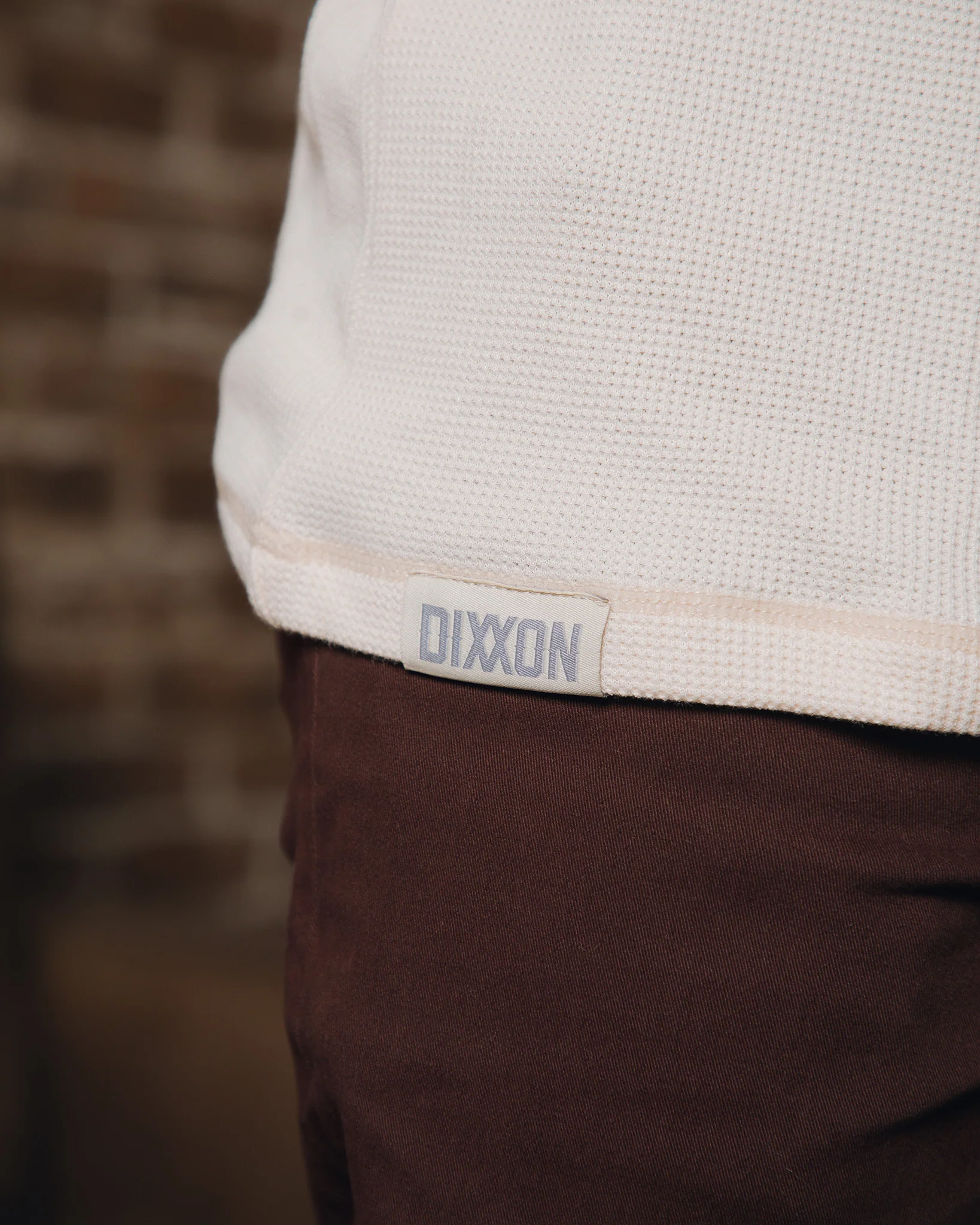 Men's Waffle Knit Long Sleeve T-Shirt - Ivory - Image 4